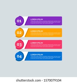 Modern Info-graphic Template for Business with four steps multi-Color design. Set of 4 simple elements for presentation, brochure, chart, report, diagram, timeline. Flat style illustration EPS 10.