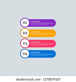 Modern Info-graphic Template for Business with four steps multi-Color design. Set of 4 simple elements for presentation, brochure, chart, report, diagram, timeline. Flat style illustration EPS 10.