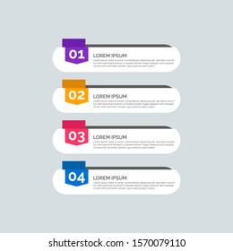 Modern Info-graphic Template for Business with four steps multi-Color design. Set of 4 simple elements for presentation, brochure, chart, report, diagram, timeline. Flat style illustration EPS 10.