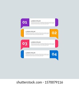 Modern Info-graphic Template for Business with four steps multi-Color design. Set of 4 simple elements for presentation, brochure, chart, report, diagram, timeline. Flat style illustration EPS 10.