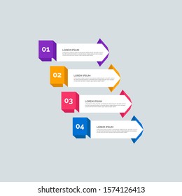 Modern Info-graphic Template for Business with four steps multi-Color design. Set of 4 simple elements for presentation, brochure, chart, report, diagram, timeline. Flat style illustration EPS 10.