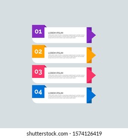 Modern Info-graphic Template for Business with four steps multi-Color design. Set of 4 simple elements for presentation, brochure, chart, report, diagram, timeline. Flat style illustration EPS 10.