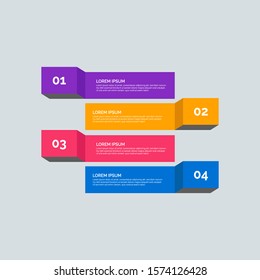 Modern Info-graphic Template for Business with four steps multi-Color design. Set of 4 simple elements for presentation, brochure, chart, report, diagram, timeline. Flat style illustration EPS 10.