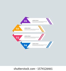 Modern Info-graphic Template for Business with four steps multi-Color design. Set of 4 simple elements for presentation, brochure, chart, report, diagram, timeline. Flat style illustration EPS 10.