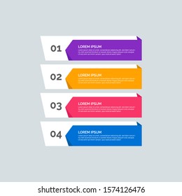 Modern Info-graphic Template for Business with four steps multi-Color design. Set of 4 simple elements for presentation, brochure, chart, report, diagram, timeline. Flat style illustration EPS 10.