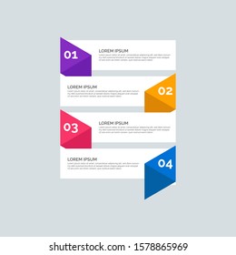 Modern Info-graphic Template for Business with four steps multi-Color design. Set of 4 simple elements for info graphics, flow charts, presentations, web sites, banners, printed materials. Flat style.