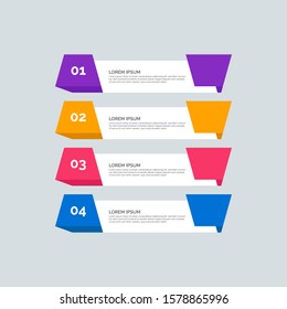 Modern Info-graphic Template for Business with four steps multi-Color design. Set of 4 simple elements for info graphics, flow charts, presentations, web sites, banners, printed materials. Flat style.