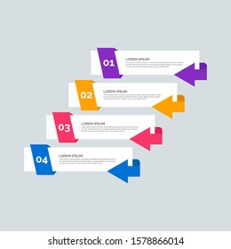 Modern Info-graphic Template for Business with four steps multi-Color design. Set of 4 simple elements for info graphics, flow charts, presentations, web sites, banners, printed materials. Flat style.