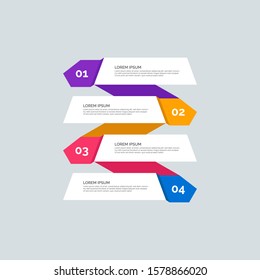 Modern Info-graphic Template for Business with four steps multi-Color design. Set of 4 simple elements for info graphics, flow charts, presentations, web sites, banners, printed materials. Flat style.