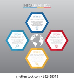 Modern Info-graphic Template for Business with four steps multi-Colours design, labels design, Vector info-graphic element, Flat style vector illustration EPS 10.