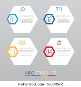 Modern Info-graphic Template for Business with four steps multi-Colours design, labels design, Vector info-graphic element, Flat style vector illustration EPS 10.