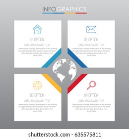 Modern Info-graphic Template for Business with four steps multi-Colours design, labels design, Vector info-graphic element, Flat style vector illustration EPS 10.