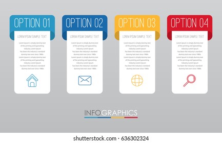 Modern Info-graphic Template for Business with four steps multi-Colours design, labels design, Vector info-graphic element, Flat style vector illustration EPS 10.