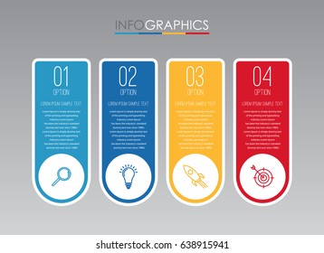 Modern Info-graphic Template for Business with four steps multi-Color design, labels design, Vector info-graphic element, Flat style vector illustration EPS 10.