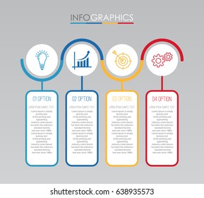 Modern Info-graphic Template for Business with four steps multi-Color design, labels design, Vector info-graphic element, Flat style vector illustration EPS 10.