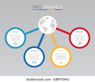 Modern Info-graphic Template for Business with four steps multi-Color design, labels design, Vector info-graphic element, Flat style vector illustration EPS 10.