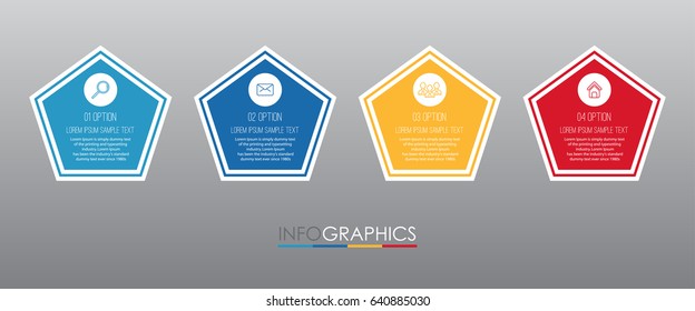Modern Info-graphic Template for Business with four steps multi-Color design, labels design, Vector info-graphic element, Flat style vector illustration EPS 10.