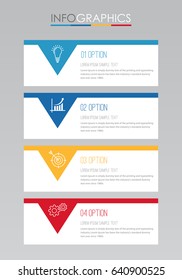 Modern Info-graphic Template for Business with four steps multi-Color design, labels design, Vector info-graphic element, Flat style vector illustration EPS 10.