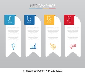 Modern Info-graphic Template for Business with four steps multi-Color design, labels design, Vector info-graphic element, Flat style vector illustration EPS 10.