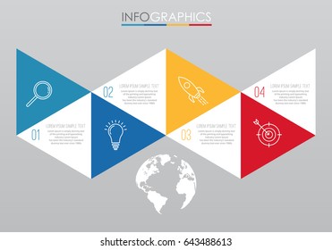 Plantilla Info-gráfica moderna para empresas con cuatro pasos de diseño multicolor, diseño de etiquetas, elemento info-gráfico vectorial, ilustración vectorial plana EPS 10.