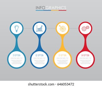 Modern Info-graphic Template for Business with four steps multi-Color design, labels design, Vector info-graphic element, Flat style vector illustration EPS 10.