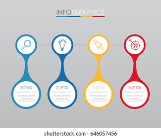 Modern Info-graphic Template for Business with four steps multi-Color design, labels design, Vector info-graphic element, Flat style vector illustration EPS 10.