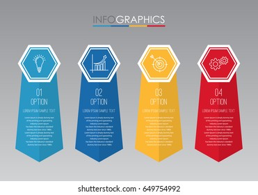 Modern Info-graphic Template for Business with four steps multi-Color design, labels design, Vector info-graphic element, Flat style vector illustration EPS 10.