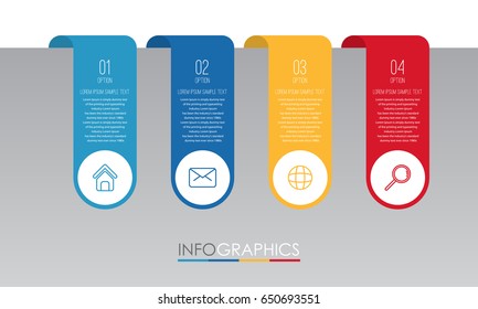 Modern Info-graphic Template for Business with four steps multi-Color design, labels design, Vector info-graphic element, Flat style vector illustration EPS 10.