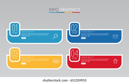 Modern Info-graphic Template for Business with four steps multi-Color design, labels design, Vector info-graphic element, Flat style vector illustration EPS 10.