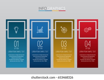 Modern Info-graphic Template for Business with four steps multi-Color design, labels design, Vector info-graphic element, Flat style vector illustration EPS 10.