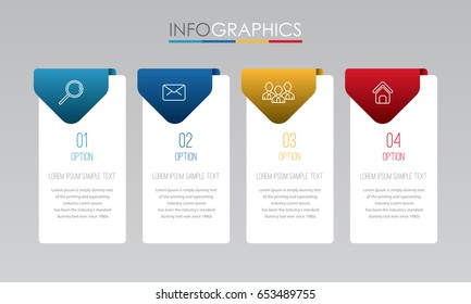 Modern Info-graphic Template for Business with four steps multi-Color design, labels design, Vector info-graphic element, Flat style vector illustration EPS 10.