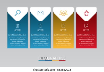 Modern Info-graphic Template for Business with four steps multi-Color design, labels design, Vector info-graphic element, Flat style vector illustration EPS 10.
