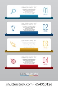 Modern Info-graphic Template for Business with four steps multi-Color design, labels design, Vector info-graphic element, Flat style vector illustration EPS 10.