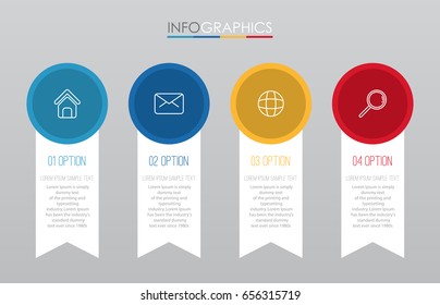 Modern Info-graphic Template for Business with four steps multi-Color design, labels design, Vector info-graphic element, Flat style vector illustration EPS 10.