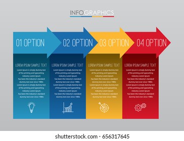 Modern Info-graphic Template for Business with four steps multi-Color design, labels design, Vector info-graphic element, Flat style vector illustration EPS 10.