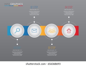 Modern Info-graphic Template for Business with four steps multi-Color design, labels design, Vector info-graphic element, Flat style vector illustration EPS 10.