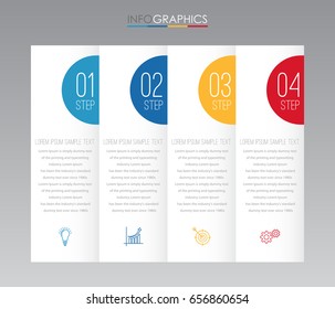 Modern Info-graphic Template for Business with four steps multi-Color design, labels design, Vector info-graphic element, Flat style vector illustration EPS 10.