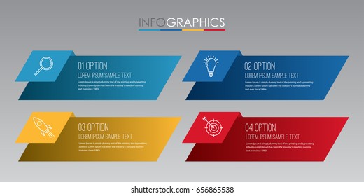 Modern Info-graphic Template for Business with four steps multi-Color design, labels design, Vector info-graphic element, Flat style vector illustration EPS 10.