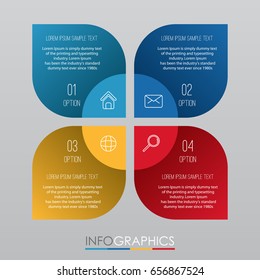 Modern Info-graphic Template for Business with four steps multi-Color design, labels design, Vector info-graphic element, Flat style vector illustration EPS 10.