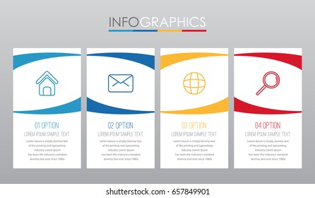 Modern Info-graphic Template for Business with four steps multi-Color design, labels design, Vector info-graphic element, Flat style vector illustration EPS 10.