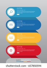 Modern Info-graphic Template for Business with four steps multi-Color design, labels design, Vector info-graphic element, Flat style vector illustration EPS 10.