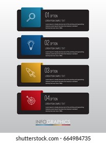 Modern Info-graphic Template for Business with four steps multi-Color design, labels design, Vector info-graphic element, Flat style vector illustration EPS 10.