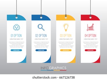 Modern Info-graphic Template for Business with four steps multi-Color design, labels design, Vector info-graphic element, Flat style vector illustration EPS 10.