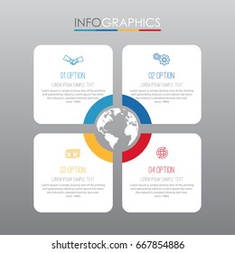 Modern Info-graphic Template for Business with four steps multi-Color design, labels design, Vector info-graphic element, Flat style vector illustration EPS 10.