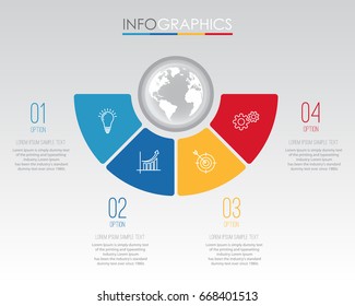Modern Info-graphic Template for Business with four steps multi-Color design, labels design, Vector info-graphic element, Flat style vector illustration EPS 10.