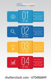 Modern Info-graphic Template for Business with four steps multi-Color design, labels design, Vector info-graphic element, Flat style vector illustration EPS 10.