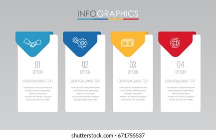 Modern Info-graphic Template for Business with four steps multi-Color design, labels design, Vector info-graphic element, Flat style vector illustration EPS 10.