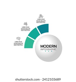 Plantilla infográfica moderna. opción de ciclo de concepto 3 con iconos para el negocio financiero.