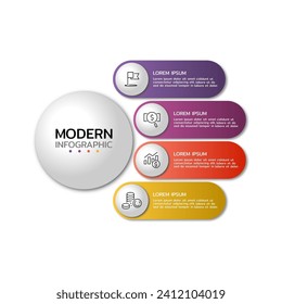 Modern infographic template. concept 4 option with icons for Financial business.