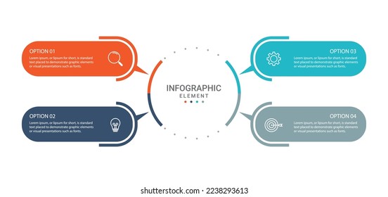 Modern infographic template. Creative circle element design with marketing icons. Business concept with 4 options, steps, sections.